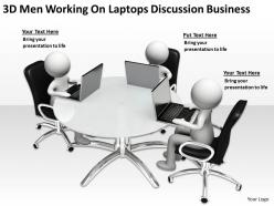 3D Men Working On Laptops Discussion Business Ppt Graphics Icons
