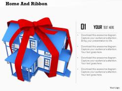 3d model of house in red ribbon gift of real estate
