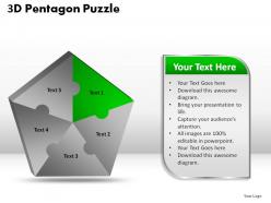 3d pentagon puzzle process powerpoint slides