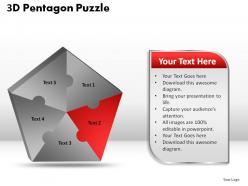 3d pentagon puzzle process powerpoint slides
