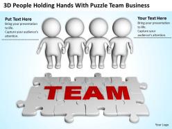3d people holding hands with puzzle team business ppt graphics icons powerpoint