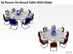 3d person on round table with globe ppt graphics icons