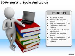 3d person with books and laptop ppt graphics icons powerpoint