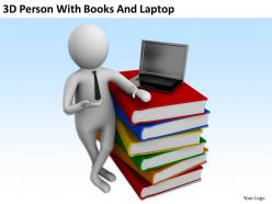 3d person with books and laptop ppt graphics icons powerpoint