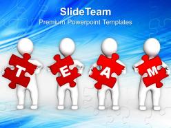 3d Persons Holding Red Puzzle Pieces Powerpoint Templates Ppt Themes And Graphics 0113