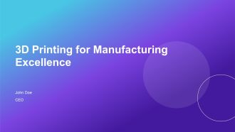3D Printing For Manufacturing Excellence PPT Designs AT