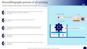 3D Printing In Manufacturing Industry Stereolithography Process Of 3D Printing