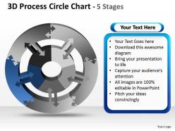 3d process circle chart 5 stages 1