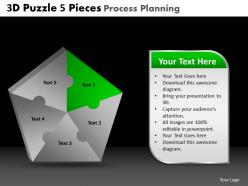 3d puzzle 5 pieces process planning powerpoint slides and ppt templates db
