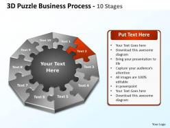 3d puzzle business process 10 stages powerpoint templates graphics slides 0712