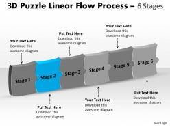 3d puzzle linear flow process 6 stages 14
