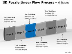 3d puzzle linear flow process 6 stages 14