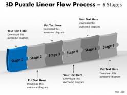 3d puzzle linear flow process 6 stages