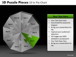 3d puzzle pieces 10 in pie chart powerpoint slides and ppt templates db