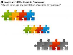 3d puzzle pieces in line powerpoint presentation slides