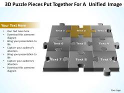 3d puzzle pieces put together for a  unified  image templates ppt presentation slides 812