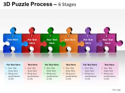 3d puzzle process 6 stages powerpoint presentation slides