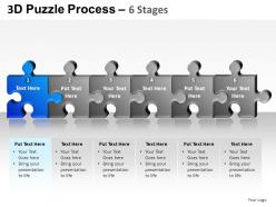 3d puzzle process 6 stages powerpoint presentation slides