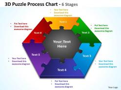 3d puzzle process chart 6 stages powerpoint templates graphics slides 0712