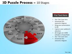 3d puzzle process diagram 10 stages powerpoint slides and ppt templates 0412 9