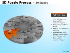 3d puzzle process diagram 10 stages powerpoint slides and ppt templates 0412 9