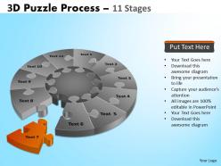 3d puzzle process diagram 11 stages powerpoint slides and ppt templates 0412