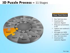 3d puzzle process diagram 11 stages powerpoint slides and ppt templates 0412