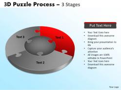 3d puzzle process diagram 3 stages templates powerpoint slides and ppt templates 6