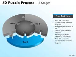3d puzzle process diagram 3 stages templates powerpoint slides and ppt templates 6