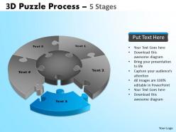3d puzzle process diagram 5 stages powerpoint slides and ppt templates 0412