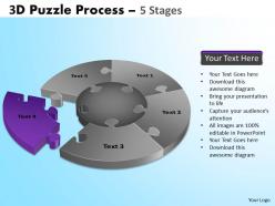 3d puzzle process diagram 5 stages powerpoint slides and ppt templates 0412