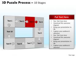 3d puzzle process stages 10 powerpoint slides and ppt templates 0412