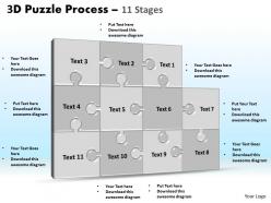 3d puzzle process stages 11 powerpoint slides and ppt templates 0412