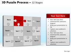 3d puzzle process stages 12 powerpoint slides and ppt templates 0412