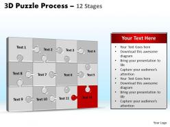 3d puzzle process stages 12 powerpoint slides and ppt templates 0412