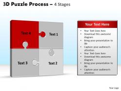 3d puzzle process stages 4 powerpoint slides and ppt templates 0412