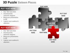 3d puzzle sixteen pieces powerpoint presentation slides
