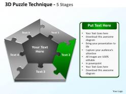 3d puzzle technique 5 stages powerpoint templates graphics slides 0712