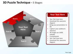 3d puzzle technique 5 stages powerpoint templates graphics slides 0712