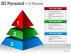3d pyramid 3 pieces powerpoint presentation slides