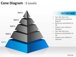 3d pyramid cone diagram 5 levels split separated ppt slides presentation diagrams templates powerpoint info graphics