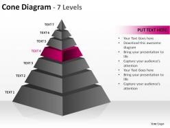 3d pyramid cone diagram 7 levels split separated slides diagrams templates powerpoint info graphics