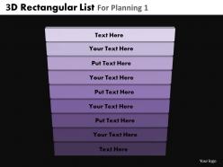 3d rectangular list for planning 1 powerpoint slides and ppt templates db