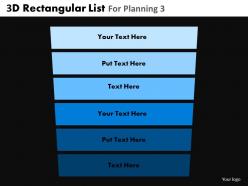 3d rectangular list for planning 3 powerpoint slides and ppt templates db