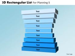 3d rectangular list for planning 5 powerpoint slides and ppt templates db