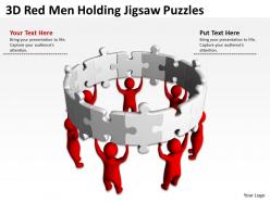 3d red men holding jigsaw puzzles ppt graphics icons powerpoint
