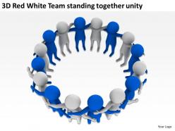 3d red white team standing together unity ppt graphics icons