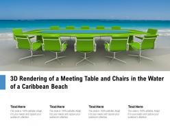 3d rendering of a meeting table and chairs in the water of a caribbean beach