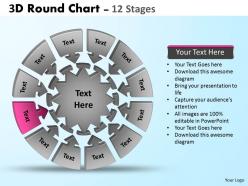 3d round chart 12 stages diagram ppt templates 3