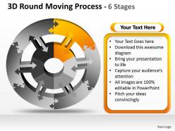 3d round moving diagram process 6 stages 5